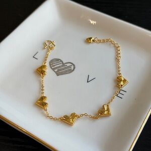 Golden Double Sided Heart Link Bracelet